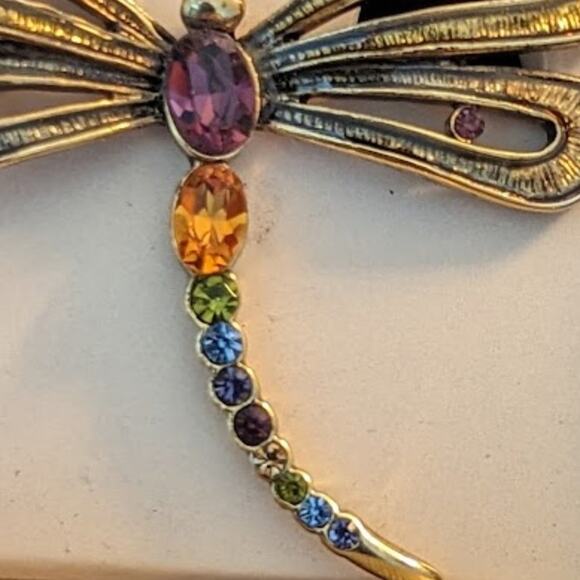Vintage Monet Dragonfly Crystal Brooch New in Box - Picture 2 of 5